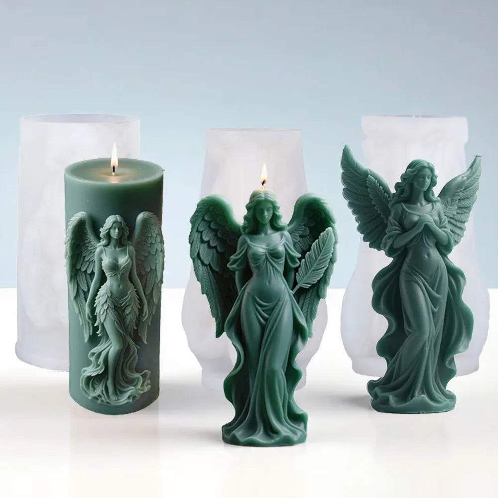 Wings Goddess Scented Silicone Candle Mould DIY Prayer Angel Sculpture Gypsum Resin Mold Women Candle Making Supplies Home Decor Lootquake LLC