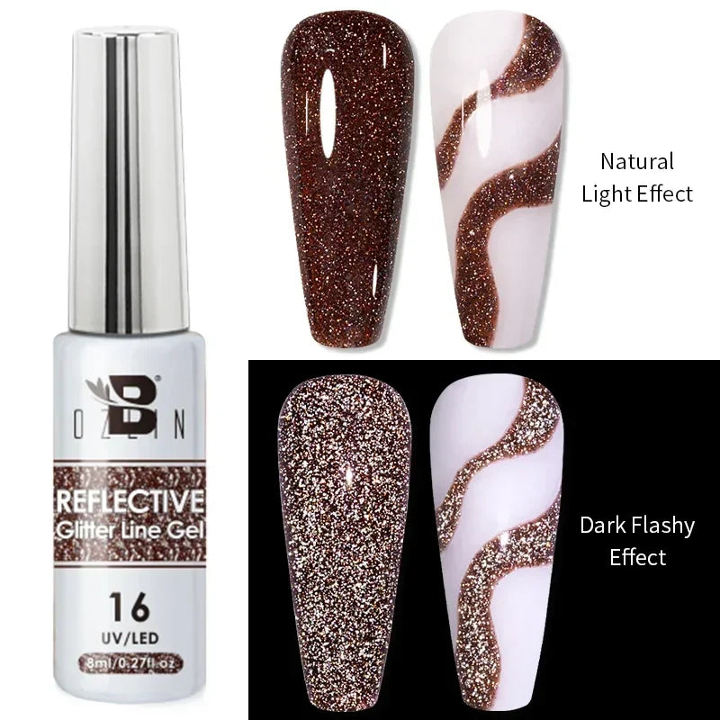 5ML Gold Silver Metallic Liner Paint Gel Polish Chrome Mirror Metal Effect Super Bright French UV LED Semi Permanent Nail Gel Lootquake LLC