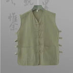 Vintage Vest Men Cotton Linen Shirt Kung Fu Vest Summer Tank Top Tang Suit Traditional Chinese Clothing Sleeveless Open Cardigan Lootquake LLC