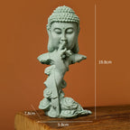 Buddhist Statue Desktop Decoration Tablescape Decoration Home Zen Statue Green Sandstone Lootquake LLC