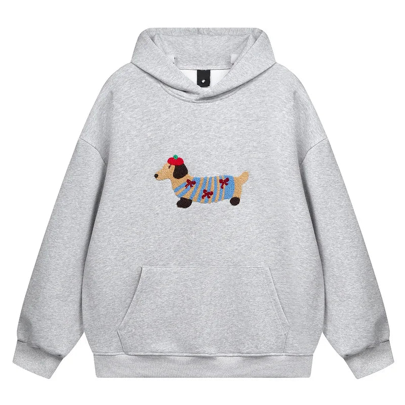 2026 Womens Casual Dog Print Hooded Sweatshirt Loose Long Sleeve O Neck Solid Color With Pockets Fashion Spring Summer Outwear