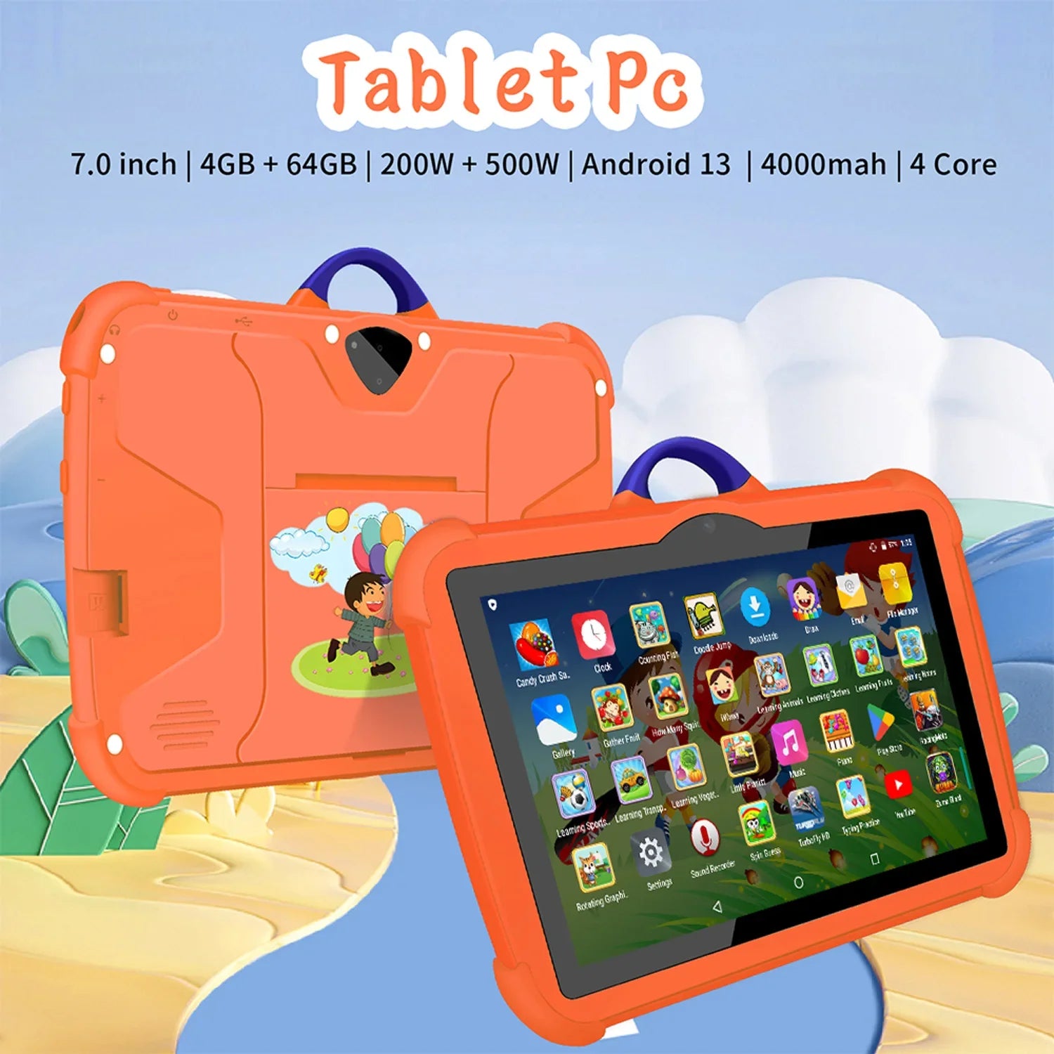 7 Inch Global Version 5G Kids' tablet Dual BOW Cameras 5G WiFi Quad Core 4GB RAM 64GB ROM Children's Gifts Tablets 4000mAh Lootquake LLC