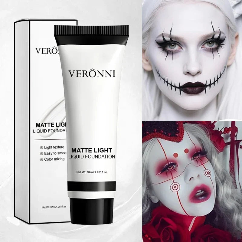 White Liquid Foundation - Full Coverage, Oil Control & Long Lasting, for Stage Makeup, Halloween, Cosplay Makeup (37ml) Lootquake LLC
