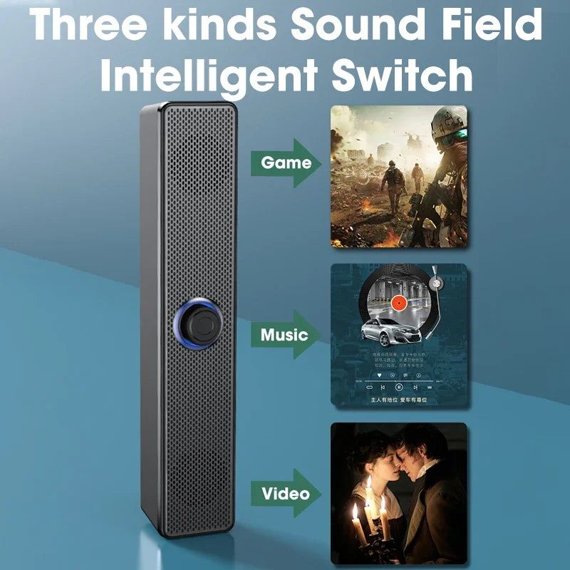 Salange Bluetooth Speaker USB Wired 3.5mm Port Sound Bar for PC Game Console Smartphone Laptop Tablet Black Desk Set Long Lootquake LLC