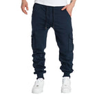 Mens Sweatpants Straight Fit Drawstring Multi-pocket Pants THRIXINE