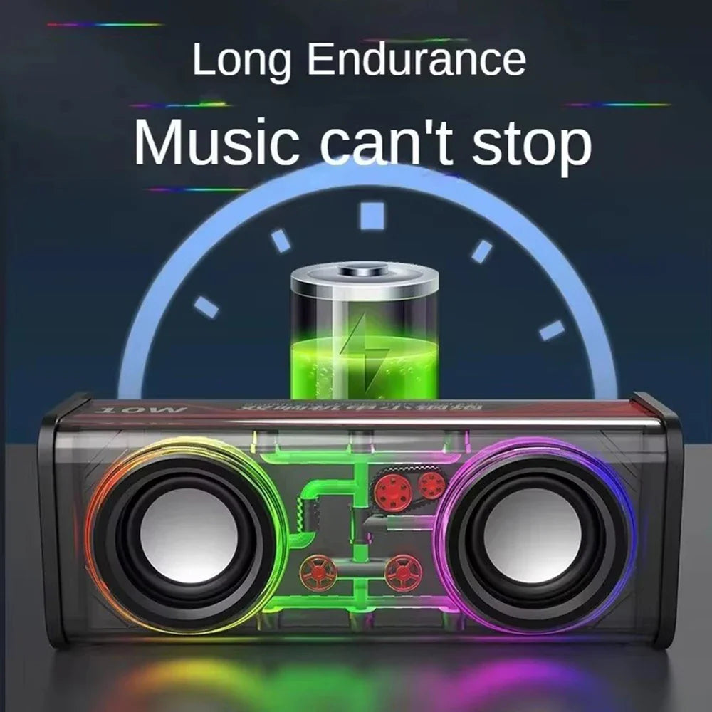 Bluetooth 5.0 Dual Speakers Wireless RGB1800mAh Transparent Mecha Speakers  Light Effect Loudspeaker Bass Subwoofer Mini Speaker Lootquake LLC