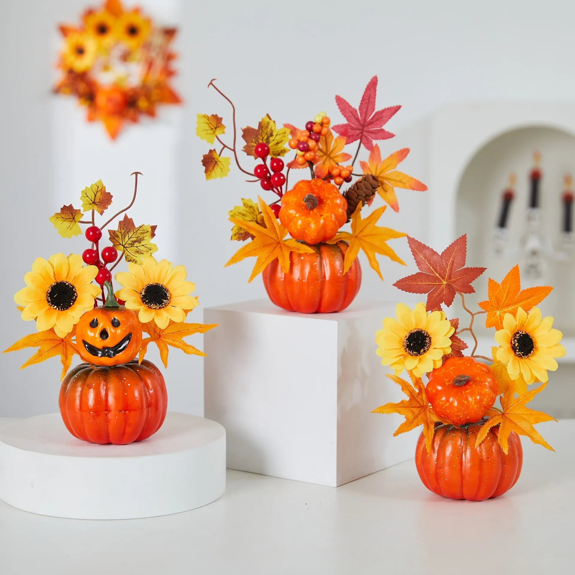 Autumn Theme Party Decor Sunflower Maple Leaf Ornaments Thanksgiving Day Bonsai Harvest Festival DIY Happy Halloween Day 2025 Lootquake LLC