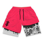 Berserk Skull Print 2 in 1 Running Workout Shorts