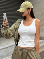 Camisole Tank Soft Cotton Top Women Summer Outfits Tight And Sexy Tank Top Knitted Bottom Shirt And Sleeveless Top For Outerwear