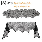 Halloween Decorations Set Spider Web Table Runner Fireplace Scarf Cover Tablecloth 3D Bats Wall Stickers Halloween Party Decor Lootquake LLC