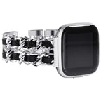 Fitbit Versa & Sense Leather Metal Band - Luxurious Design - SJB-DIAMOND ELITES
