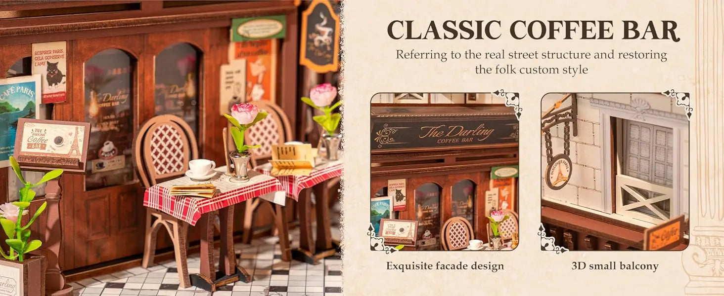 Robotime Arcade Dating Booknook with Dust Cover DIY Miniature Dolls House Kit 3D Wooden Puzzle Bookend Bookshelf Decor Gift