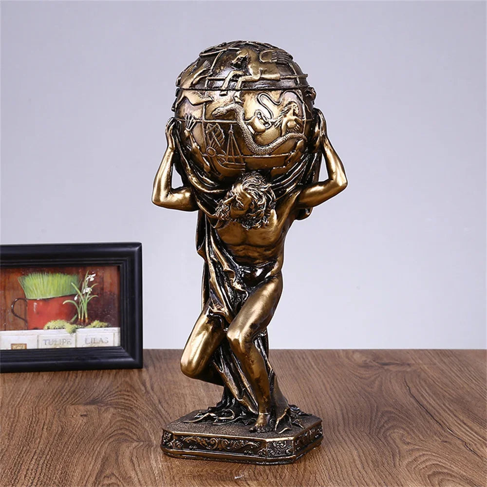 Greek Atlas Statue Mythology Decoration Titans God Resin Sculpture Decorations Desktop Vintage Greek Atlas Figurine Home Decor