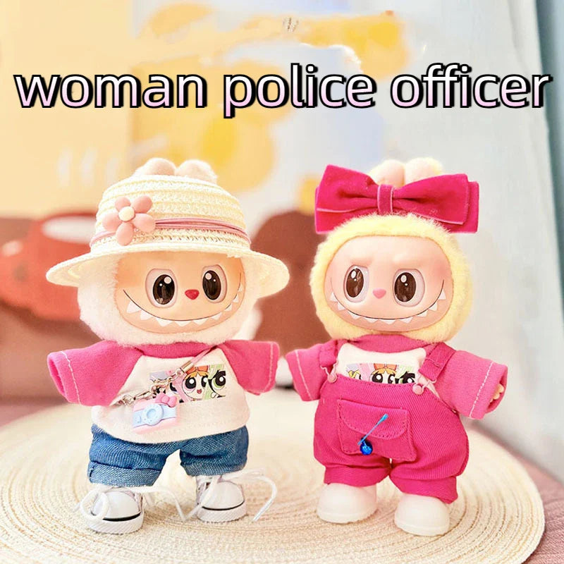 Labubu Doll Clothes Police Set Summer T-shirt Labubu I II Idol Dolls 15/17cm Clothes Sitting Party Accessories DIY Gifts Lootquake LLC