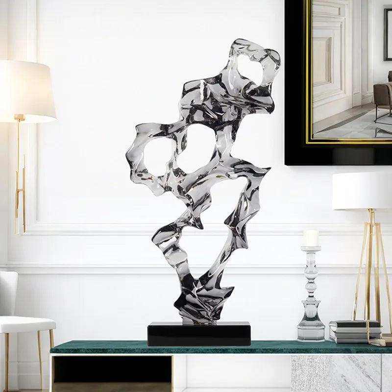 Abstract Art Sculpture Electroplating Transparent Resin Craft Model Modern Home Decor LivingRoom Office Desktop Statue Ornaments Lootquake LLC