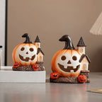 Decorative Resin Halloween Pumpkin House Unique Handmade Haunted House Ornaments Scary Pumpkin Figurine Festival Decor