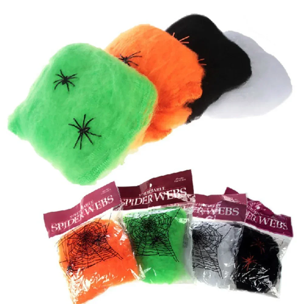 Halloween Decorations Artificial Spider Web Stretchy Cobweb Scary Party Halloween Decoration for Bar Haunted House Scene Props Lootquake LLC