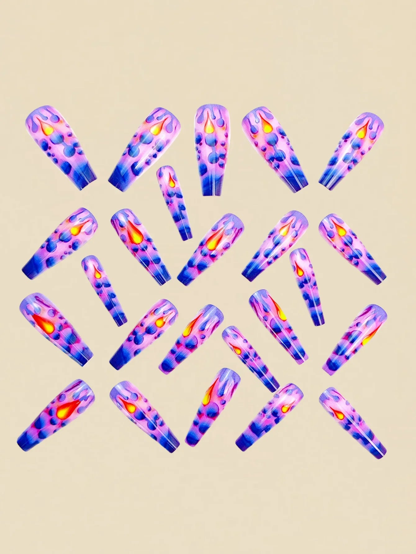Long nail art patches with purple polka dots and a shiny, fashionable, individual and high-end feel. Detachable 24-piece nail ar Lootquake LLC