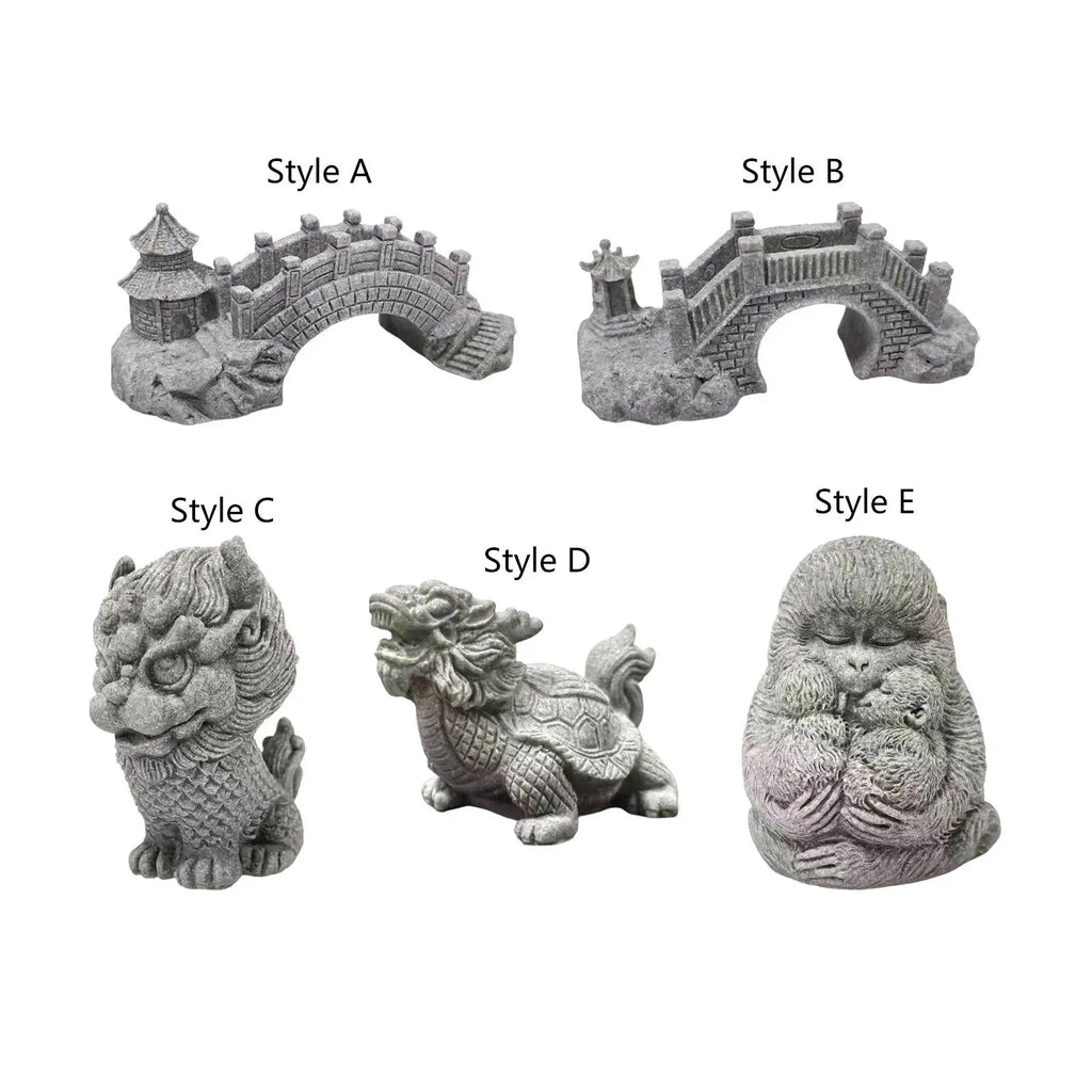 Sandstone Statue Miniature Antique Gardening Landscape Ornament for Indoor Outdoor Hotel Tabletop Living Room Decoration Lootquake LLC