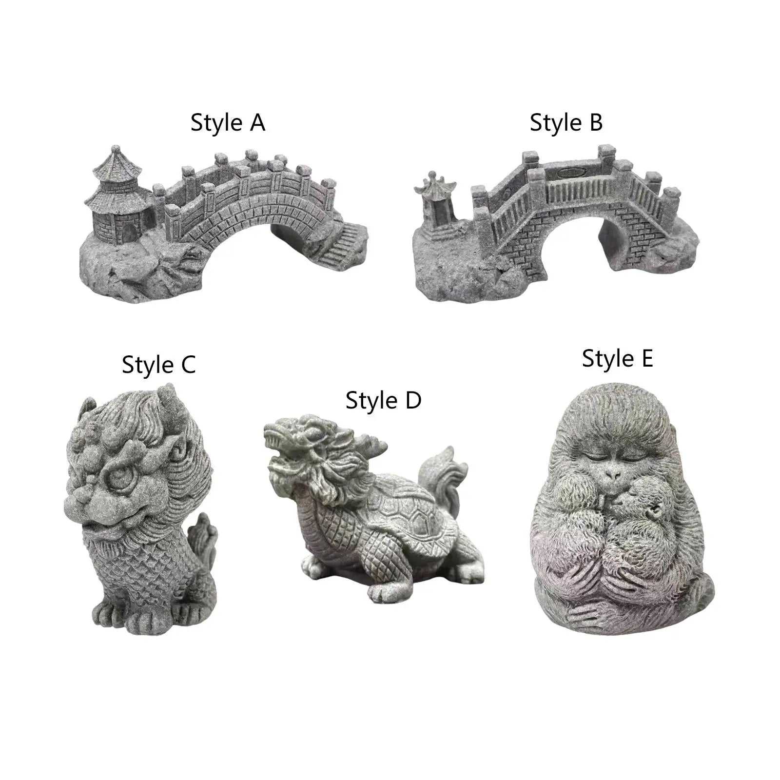 Sandstone Statue Miniature Antique Gardening Landscape Ornament for Indoor Outdoor Hotel Tabletop Living Room Decoration Lootquake LLC