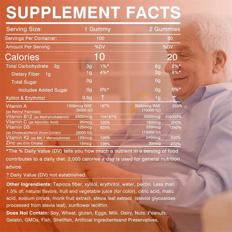 Vitamin D3 K2 + Vitamin B12 Gummies - Boost Metabolism, Eyes, Bone, Energy, Nerve, Immune Support Lootquake LLC