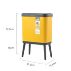 Trash Can Large Capacity Kitchen High Foot with Lid Press Type Waste Bin Kitchen Garbage Container Office Plastic Trash Can