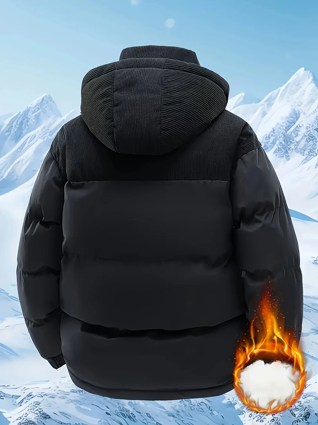 Men'S Heavy-Duty Winter Jacket - Full-Zip Hooded Coat with Zippered Pockets Non-Stretch Fabric for Cold Weather Pi-Mart