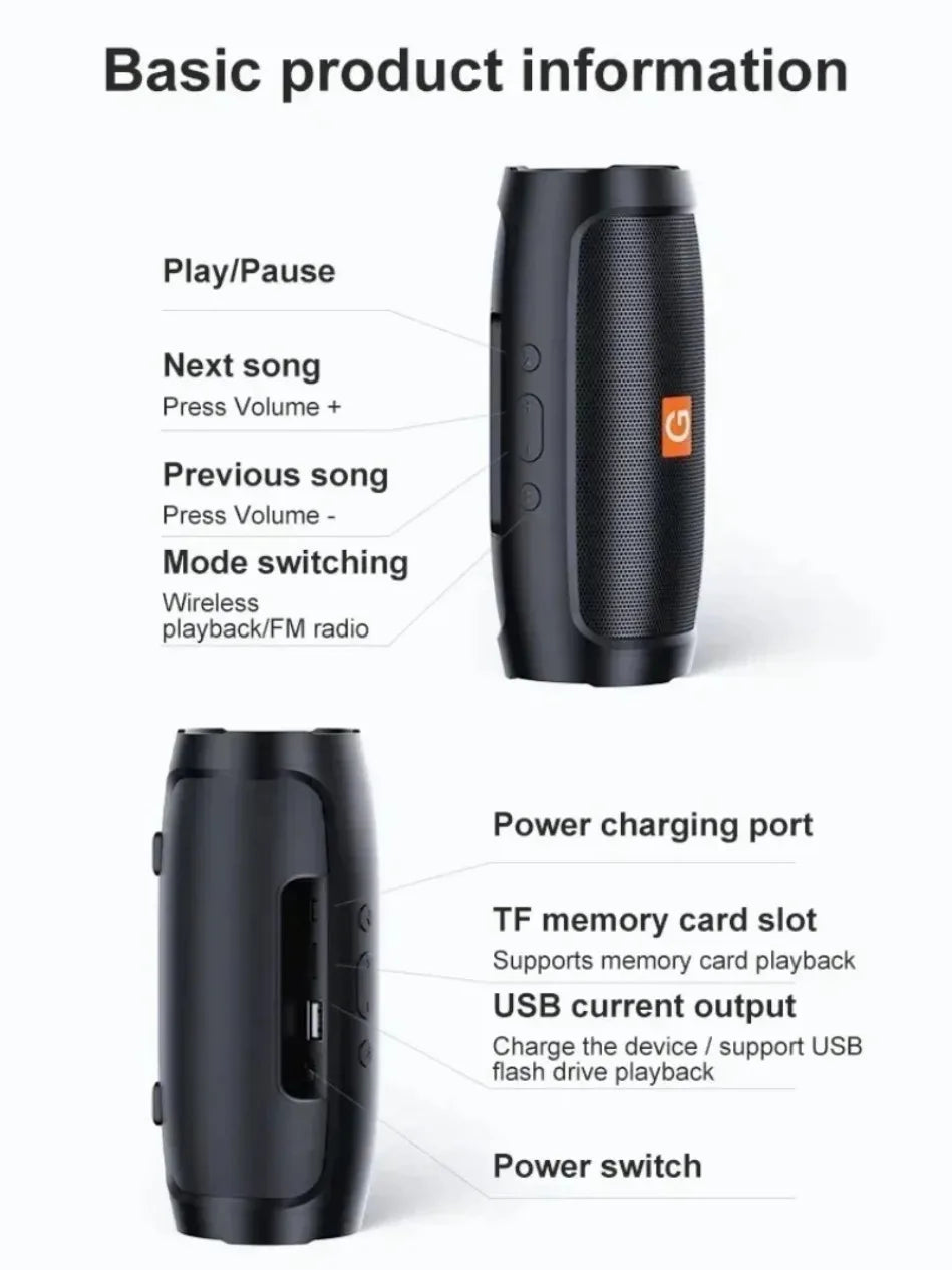 Dushoo Bluetooth Speaker Fm Voice Broadcasting Portable Subwoofer Wireless Speaker Dual Speaker Stereo Outdoor Tfusb Playback Lootquake LLC