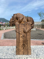 Hand Carved Vietnam Wood Wooden Mythical Beast Statue Figurine Wealth Attracting Auspicious Ornament Home Office Desk Decor Lootquake LLC