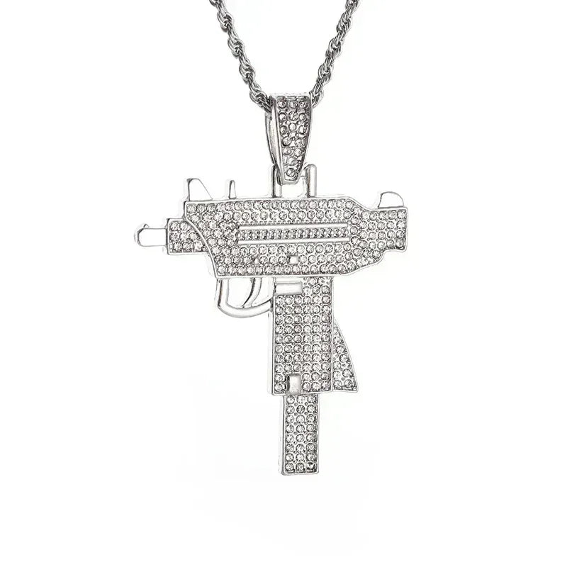 Ice Out Zircon Polite Gesture Middle Finger Necklace Men Women Punk Hip Hop Rap Rock Party Jewelry Gift