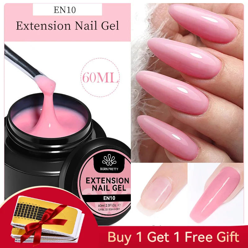 BORN PRETTY 60/30ml Hard Jelly Extension Nail Gel Polish French Nails Nude Pink White Clear Nail Supplies Gel for extension Lootquake LLC