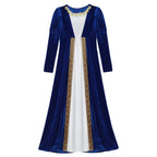Girls Velvet Medieval Princess Dress Long Sleeve Renaissance Retro Robe Ancient Roman Long Dress for Halloween Carnival Party