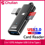 High-Speed 3 in 1 USB 3.0 Type C to TF Card Reader Adapter Memory Card OTG Reader for iPhone 15/16 Huawei PC Laptop