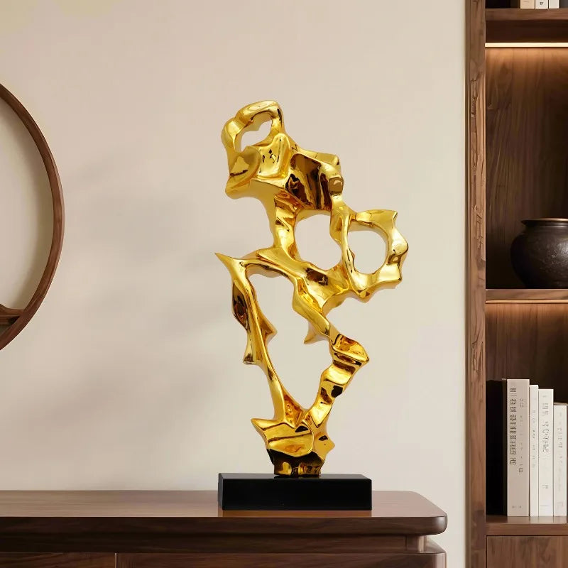 Abstract Art Sculpture Electroplating Transparent Resin Craft Model Modern Home Decor LivingRoom Office Desktop Statue Ornaments Lootquake LLC