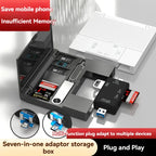 Multi functional six inOneCardReader OTG iPhone Type-C Micro SD CardFlashDrive intelligentStoragecard TF SD CardReaderStorageBox