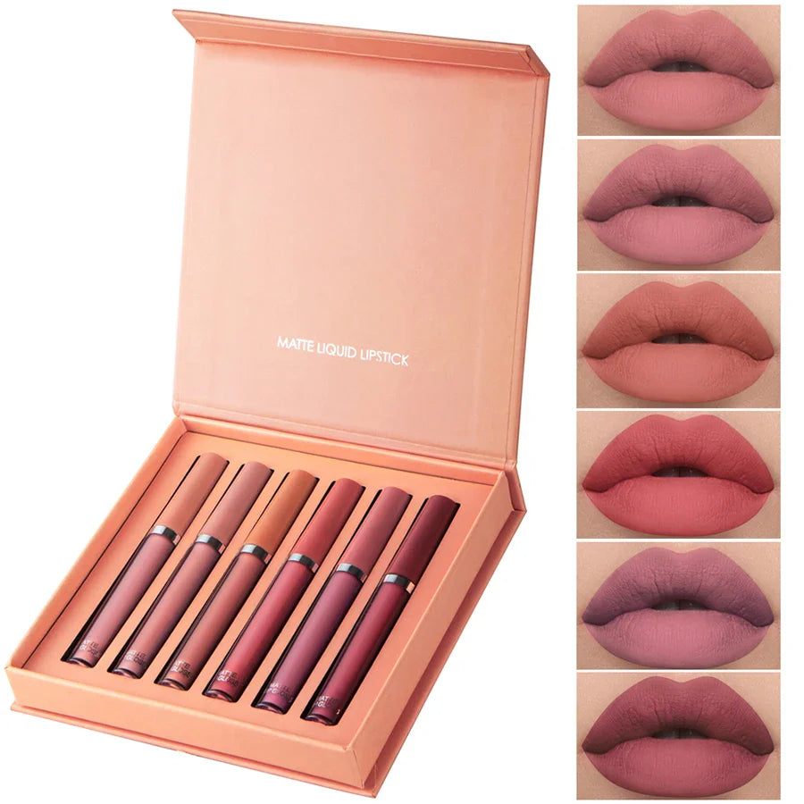 Matte Lip Gloss Set 6 Color Lipstick Smooth And Lasting Display Lip Gloss Waterproof Moisturizing Lipstick Holiday Gift Box Set Lootquake LLC