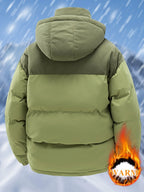 Men'S Heavy-Duty Winter Jacket - Full-Zip Hooded Coat with Zippered Pockets Non-Stretch Fabric for Cold Weather Pi-Mart
