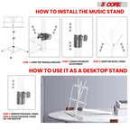 All Metal Portable Sheet Music Holder Stand Adjustable Desktop Book Stands Foldable Bookstand-MUS Musical Instrument Accessories Lootquake LLC