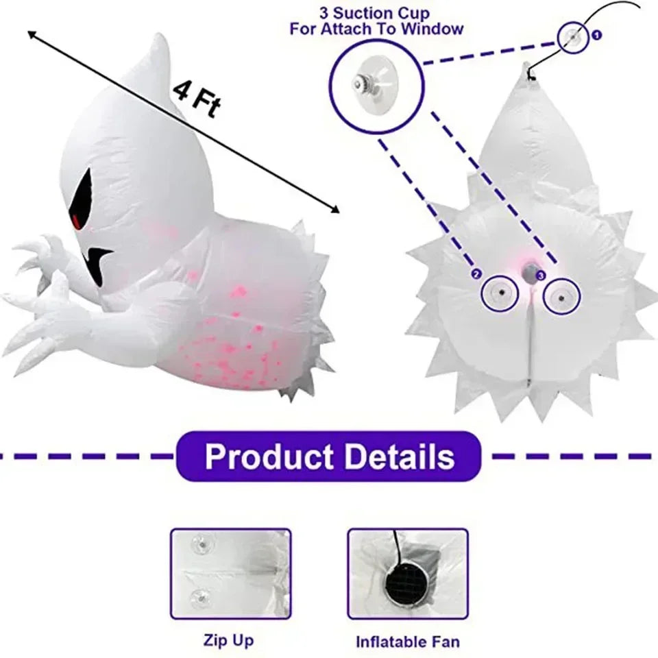 Spooky Halloween Inflatable White Ghost Outdoor Decoration Light Up Scary Decor for Garden Party Indoor Yard unique Party Lootquake LLC