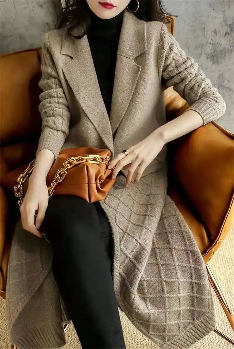 Korean French Style Cashmere Sweater Ladies Wool Windbreaker Cardigan New Autumn Winter Women Knitted Sweater Long Cardigan Coat