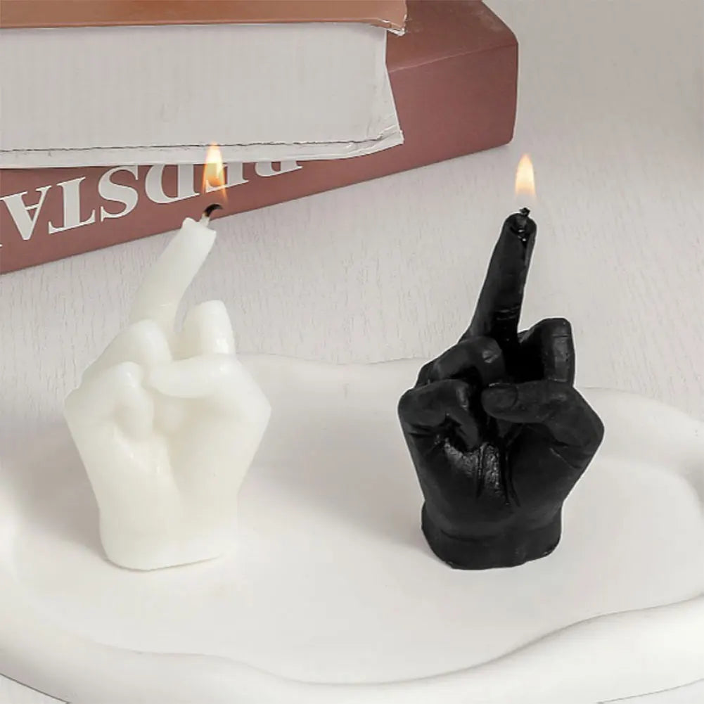 Middle Finger Shaped Model Scented Candle Funny Candle Statues Desk Decoration Hand Gesture Candle for Home Bedroom Supplies