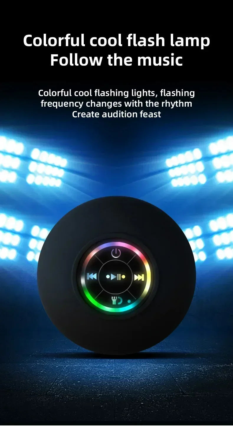 Mini Bluetooth Speaker w/ LED Lights & Super Suction |   IPX4 Waterproof for Bathroom/Outdoor |   Portable Wall Adsorbable Sound Lootquake LLC