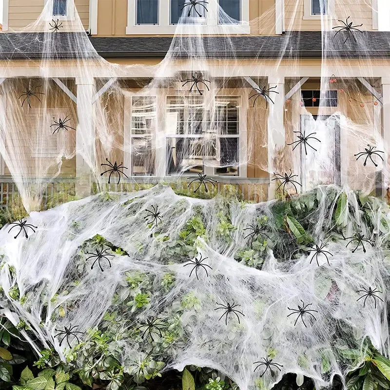 Halloween Decorations Artificial Spider Web Stretchy Cobweb Scary Party Halloween Decoration for Bar Haunted House Scene Props Lootquake LLC