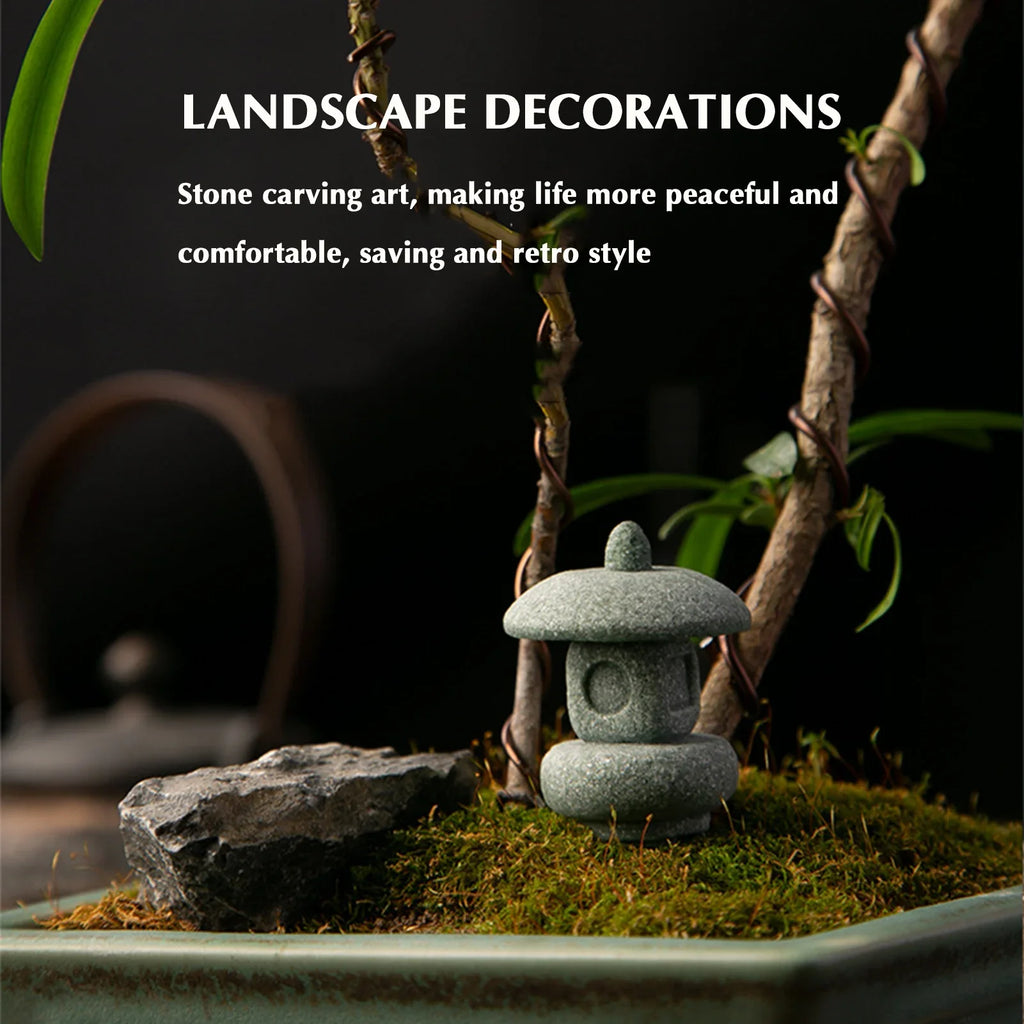 Chinese Pagoda Statue Miniature Sandstone Sculpture Asian Decor for Outdoor Car  Landscape Decor Lootquake LLC
