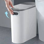 Slim Plastic Trash Bin with Lid,Easy Press-Top,Space Saving Design, Suitable for Bathroom Kitchen Living Room,Simple Solid Color Lootquake LLC