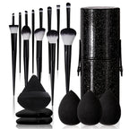 20pcs Makeup Brushe set Premium Synthetic Powder Foundation brush +Sparkling storage bucket and 6 makeup sponge powder puffs