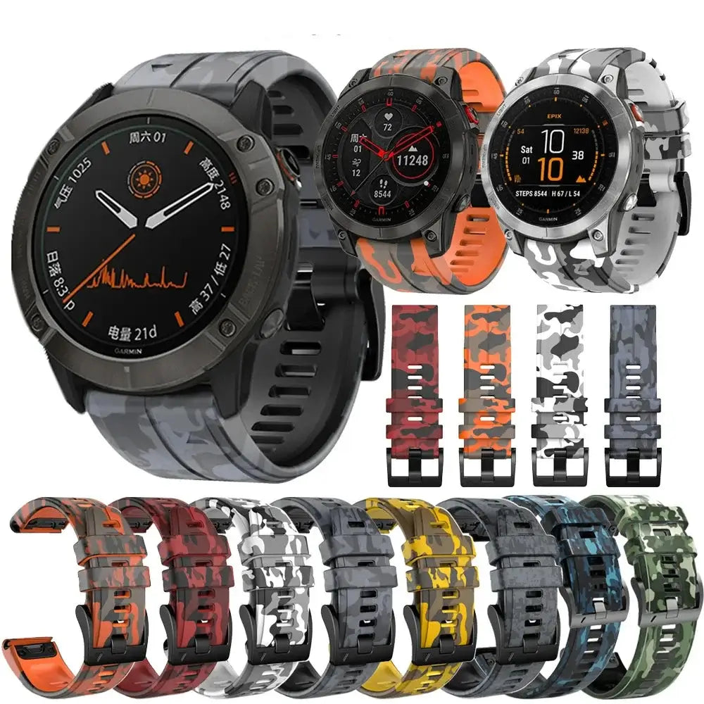 Garmin Silicone Camo Strap - Durable Stylish Design - SJB-DIAMOND ELITES