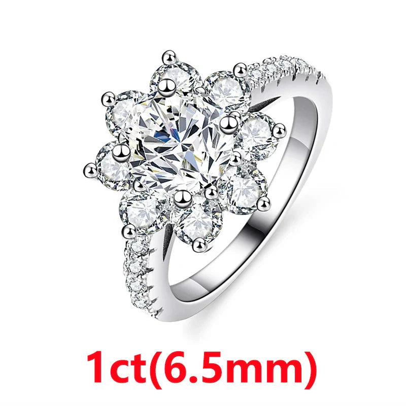 COSFIX Moissanite Necklace For Women 1 CT D Color VVS1 Excellent Cut Round Diamond Sunflower Pendant Necklace 925 Silver Jewelry Lootquake LLC