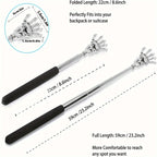 Stainless Steel Adjustable Massage and Tickle Relief Back Portable Rubber Handle Extendable Telescoping Itch Stick Health Care