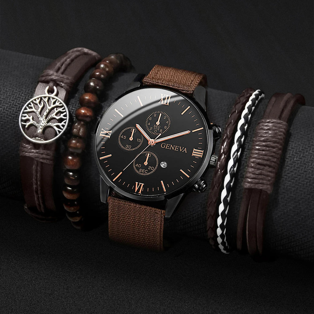 4/5PCS Fashion Men Watches Casual Male's Quartz Watch Bracelets Set Relogio Masculino Reloj Hombre（Without Box） Lootquake LLC